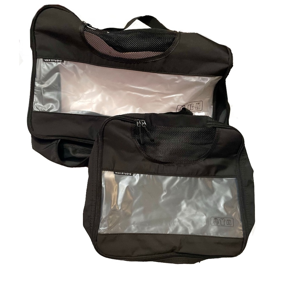 MAX STUDIO: Black and Clear Mesh Luggage Travel 2 in 1)